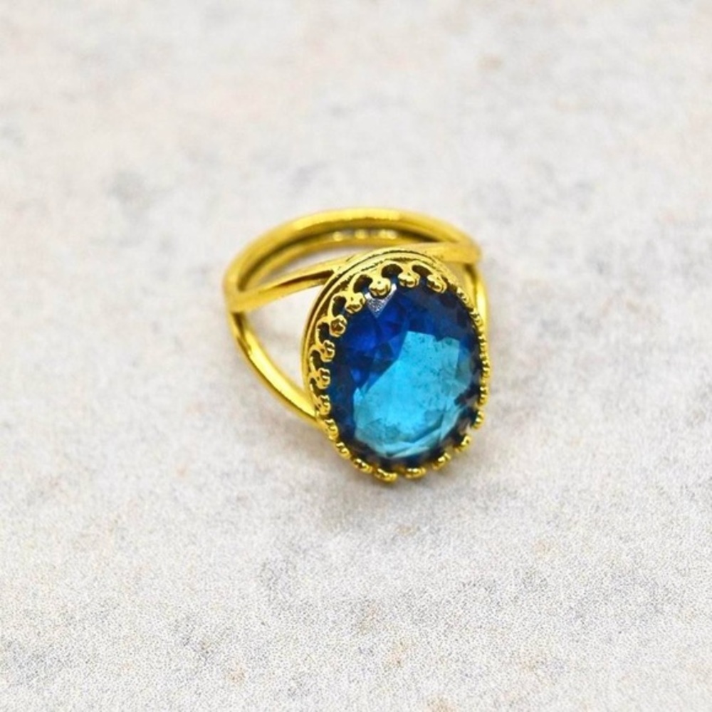 Gold and Blue Gemstone Ring